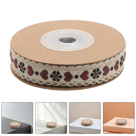 Worgeous 2 Rolls Floral Pattern Ribbon Retro Print Ribbon Ethnic Trim Roll For Crafting And Sewing Vintage Style Decorations Wrapping And Diy Clothing Trim