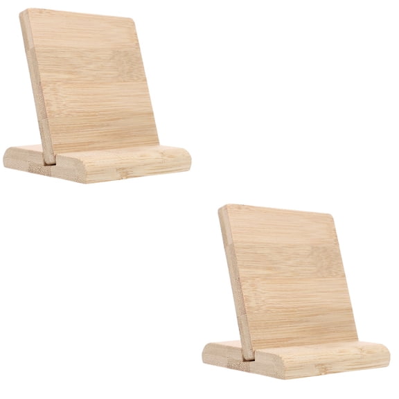 Worgeous 2 Sets Blank Board Bamboo Payment Code Desktop Name Plate Display Board With Base