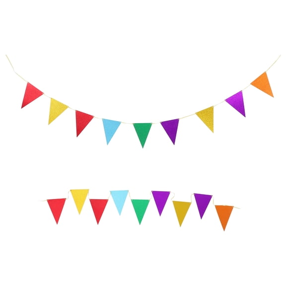 WHAMVOX 2Sets Assorted Color Triangle Pennant Banner Paper Gar for Birthday Party