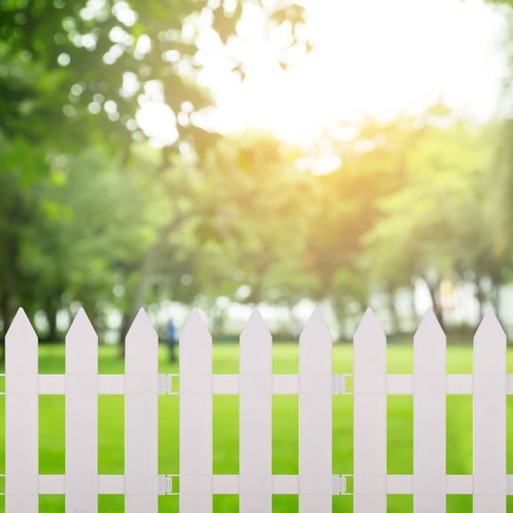 Worgeous Garden Fence Plastic White Picket Edging 2Sets 11.8x9.8x0.4In