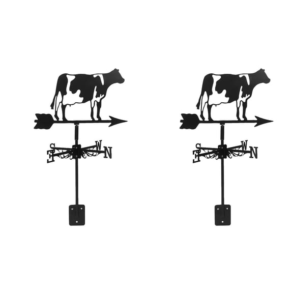Worgeous 2-Pack Cow Weathervane Set - Direction Indicator for Roof, Garden, Patio Decorative Weather Vane