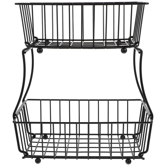 Worgeous 2-Tier Fruit Metal Basket Household Fruit Holder Kitchen Storage Stand