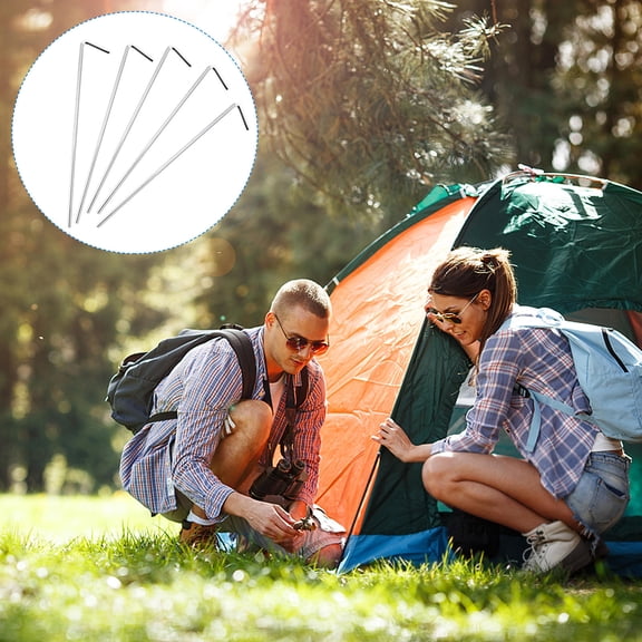 RENACLIPY 20PCS Tent Fixing Nails Iron Camping Accessories for Outdoor Activities and Hiking