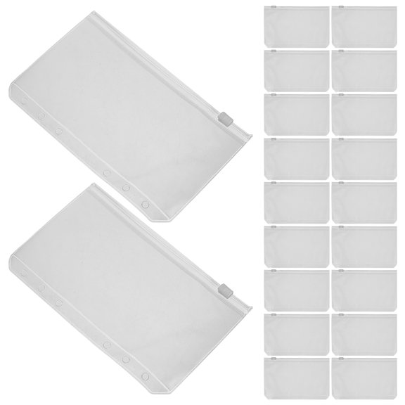Worgeous  20 Pcs Business Card Zipper Pouch Keeping Large Binder White