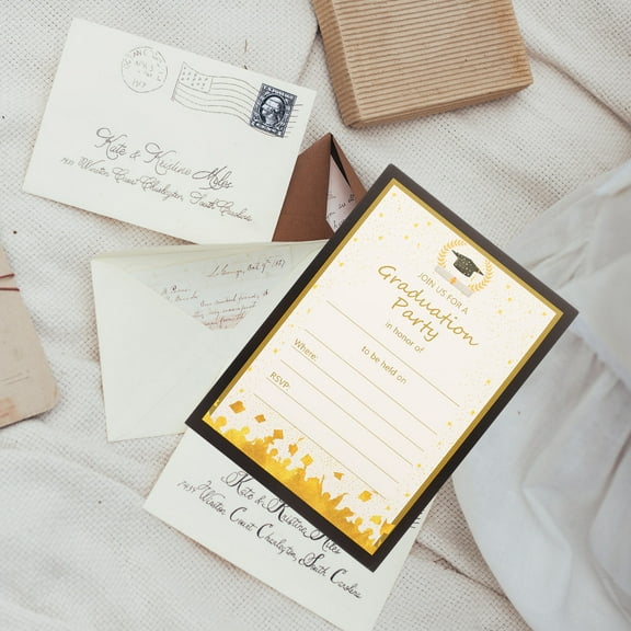 FONDOTIN Graduation Invitations Rectangular Paper 20Pcs 7.2X5.2X0.04In