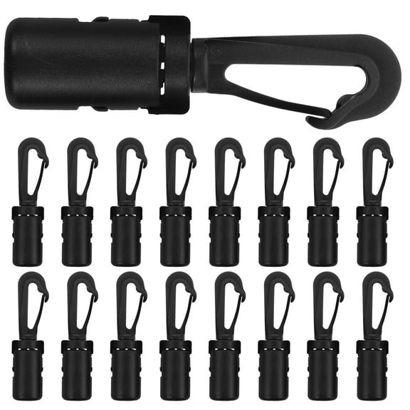Worgeous  20 Pcs Tie down Boat Hook Kayak Rope Heavy Duty Hooks Black