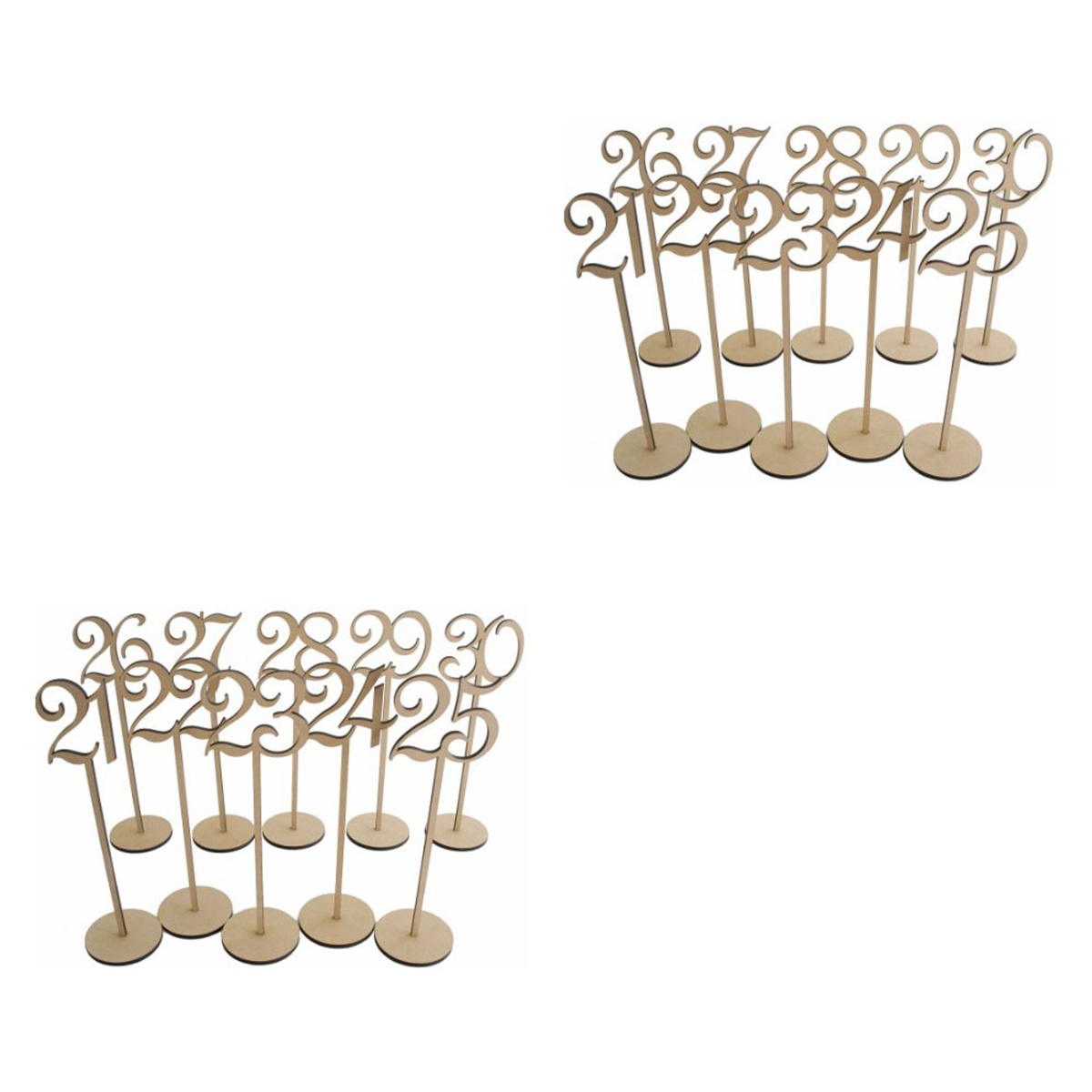 Worgeous 20 pcs Numbers 21-30 Wooden Table Numbers with Holder Base for ...