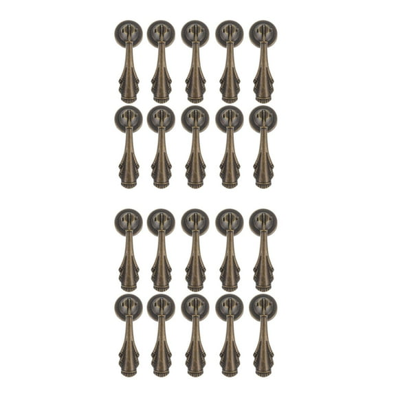 Worgeous 20 pcs Single Hole Vintage Drawer Pull Handle Teardrop Zinc Alloy Knobs Bronze Single Hole Pulls Vintage Pendant Pulls for Cabinet Closet