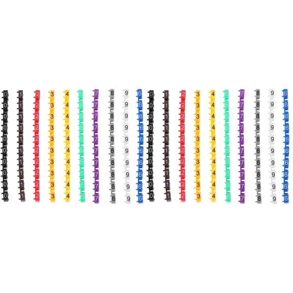 Worgeous 200 pcs  Clip-on String Wire Marking DIY Plastic Digital Number Wire Label Tubes