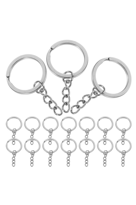 20Pcs Flat Key Rings Metal Key Rings DIY Keychain Rings Round Key Rings Flat O-shaped Rings