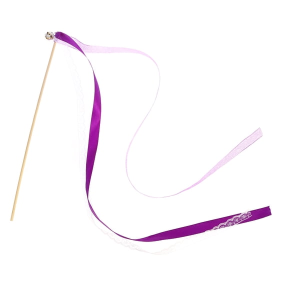 Worgeous 20Pcs Wedding Birthday Party Silk Lace Ribbon with Bells Streamers Wands Fairy Stick (Purple)