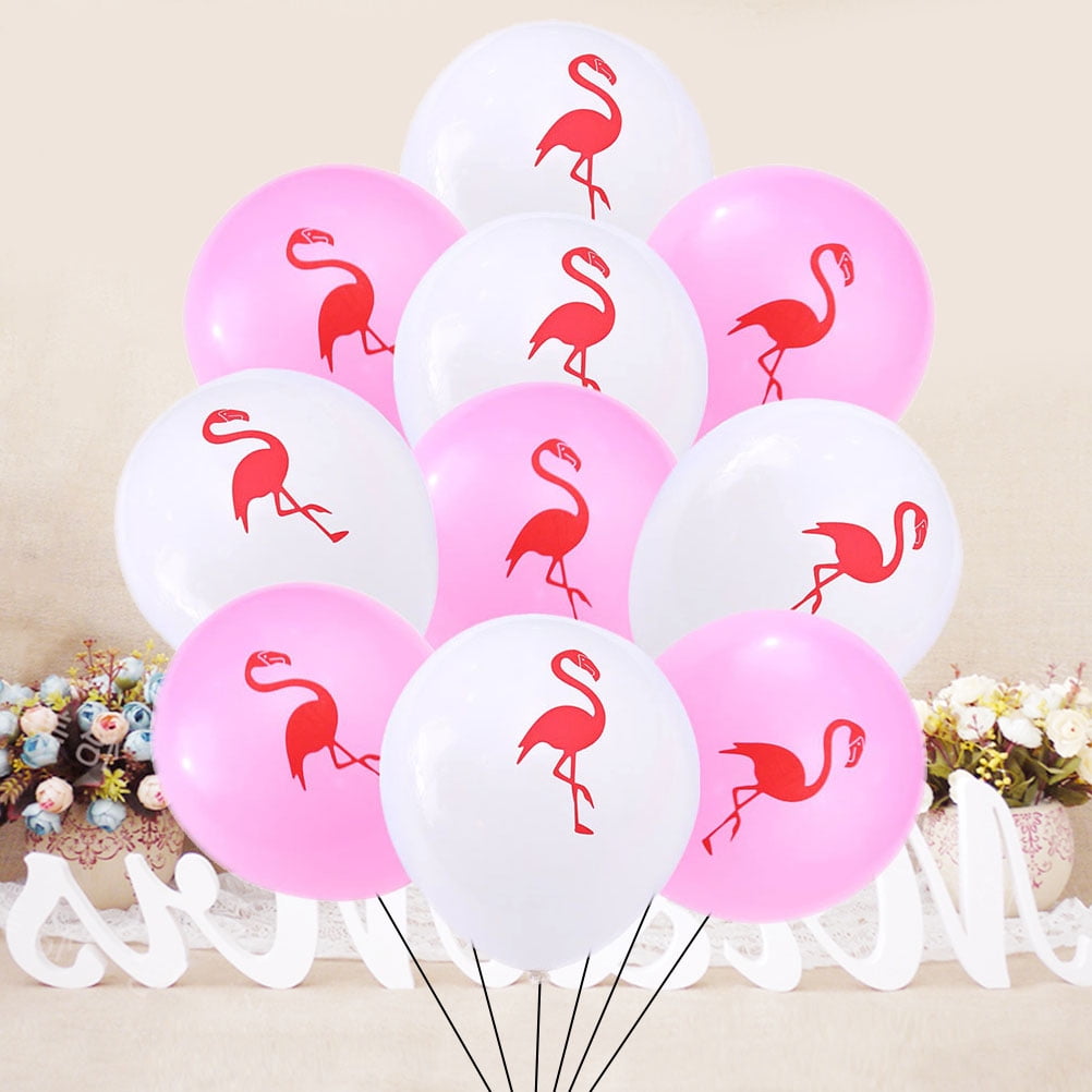 Worgeous 20pcs Latex Balloon 10 Inch Hawaii Party Balloon Flamingo Balloons Party Supplies (10pcs White + 10pcs Pink)