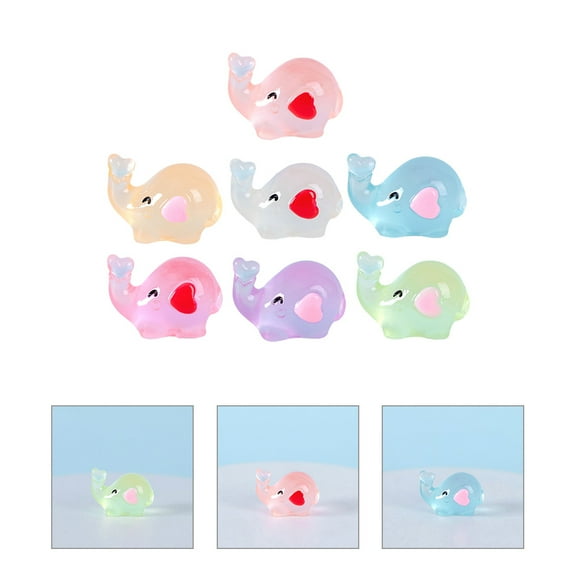 CIMAXIC Glowing Elephant Resin Figurines, Assorted Colors, Set of 21 Decorative Animal Statues for Home and Garden