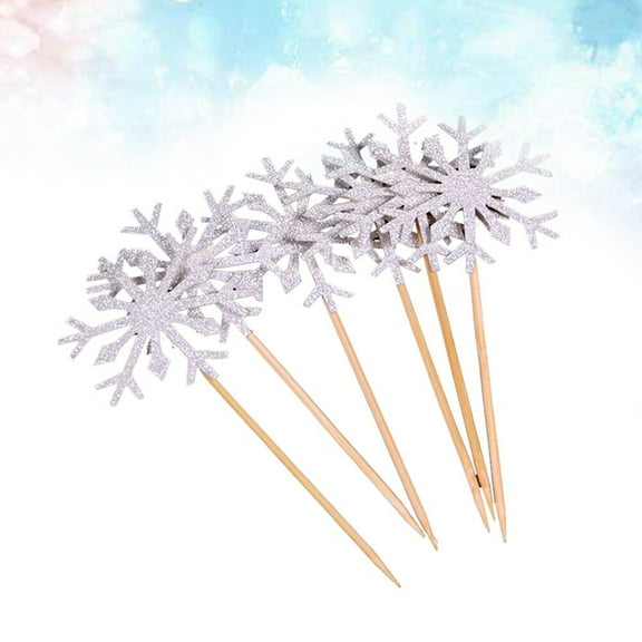 Worgeous Pcs Picks Toppers Snowflake Flag Simple Decorations Frosted Paper