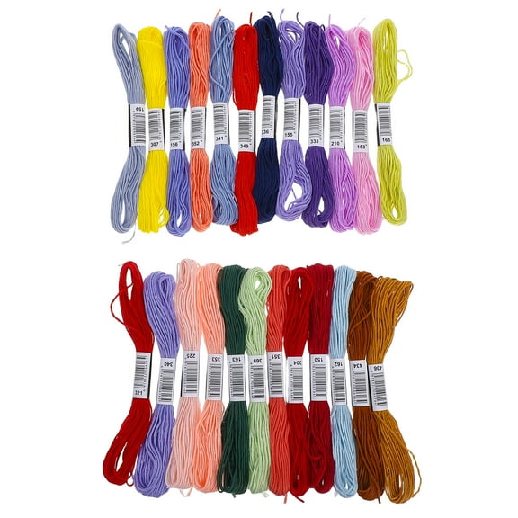 SEWCHICS 24Pcs Polyester Cotton Floss Embroidery Materials Assorted Color Crafts Knotting Diy Projects
