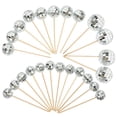 thumbnail image 1 of WHAMVOX Silver Disco Ball Cupcake Toppers for Decoration with Foam and Bamboo Material 24 Pieces, 1 of 8