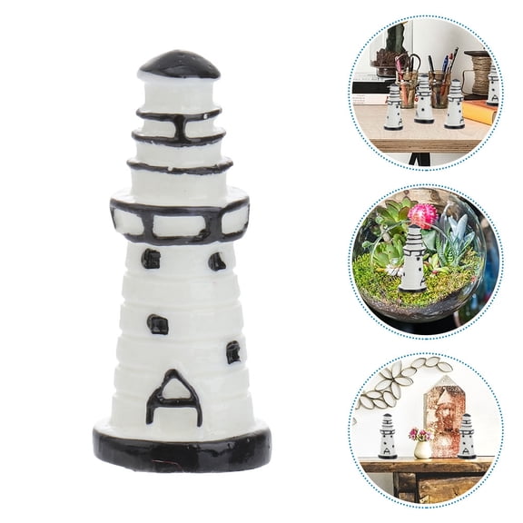 Worgeous 24pcs Mini Lighthouse Decor Mediterranean Figurines Ornaments Miniature Landscaping Decorations for Fairy Garden Bonsai