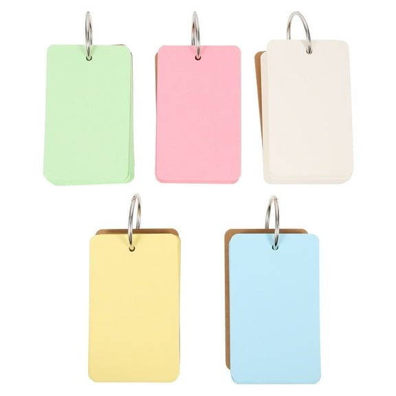 Worgeous 25 Pcs  Colored Blank Flash Cards Portable Words Memory Cards Creative Index Cards with Binding Rings