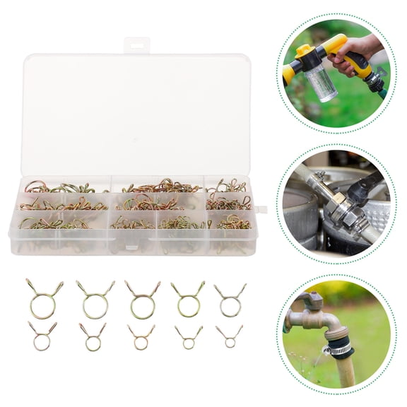 Worgeous 250pcs Line Hose Water Pipe Air Tubing Spring Clips Clamps Assortment Kit