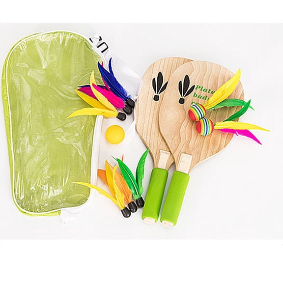 Worgeous 2PCS/Set Wooden White Maple Wooden Badminton Racket Beach Racquet