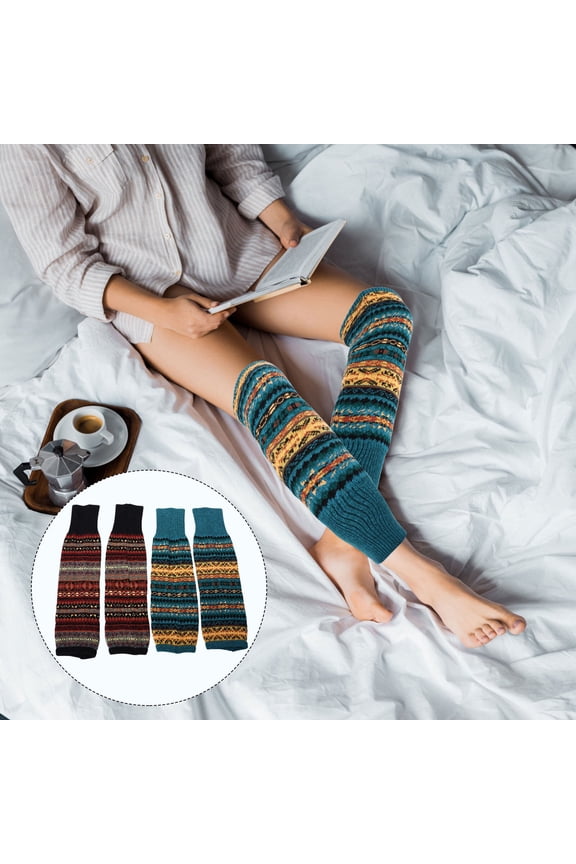 Leg Cover Fiber Black Bottom 2 Pairs Women Fashionable