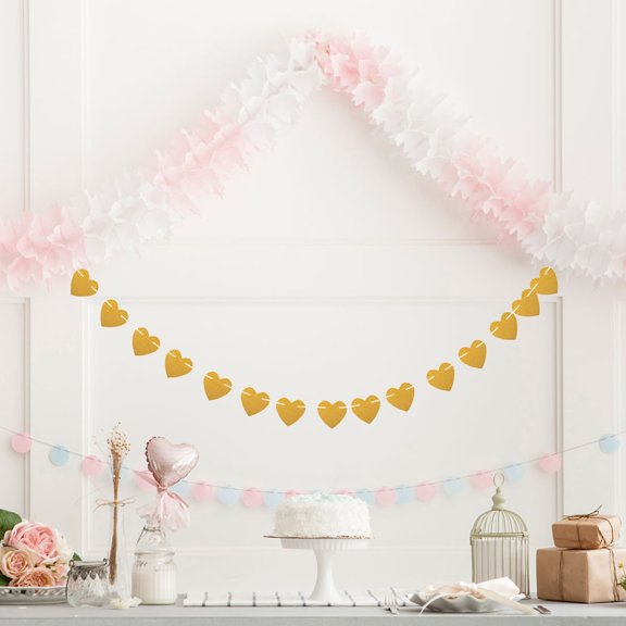 COSMOBETTY Party Banner Garland Bunting Garland Golden Glitter Paper 2Pcs 10.00X10.00X0.40In