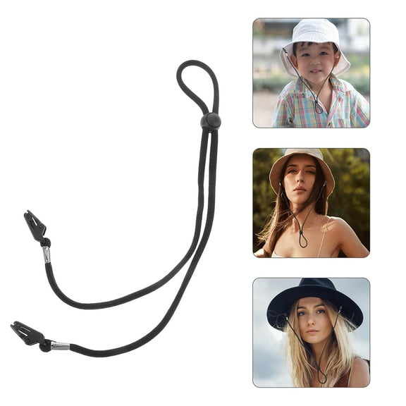 Worgeous 2Pcs Adjustable Hat Strap Clips Elastic Cap Cord Windproof Chin Cord Anti-Lost Hat Strap With Clips For Baseball Caps Sun Hat Accessory