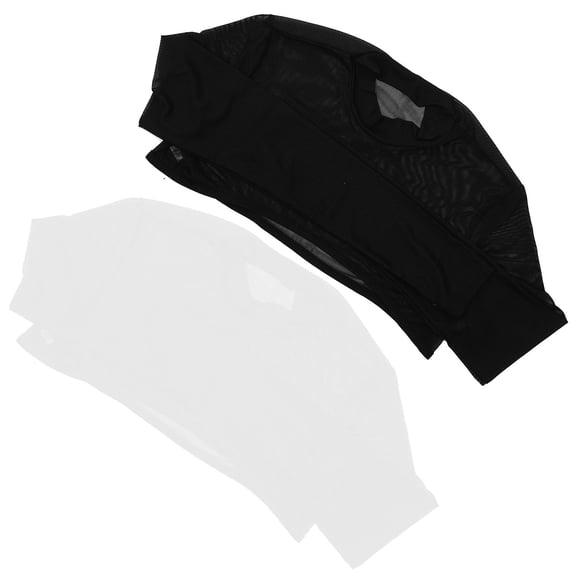Worgeous 2Pcs Ladies Mesh Sleeve Tops Breathable and Comfortable White for Daily Look