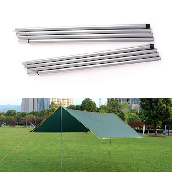Worgeous Beach Canopy Poles Tent Pole Rod Silver Iron 2Pcs Ground Fixation for Outdoor Sports