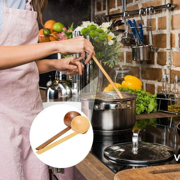 Worgeous Wooden Soup Spoon Assorted Color With Long Handle 2PCS