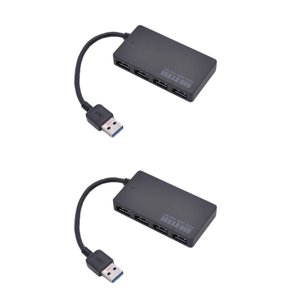 Worgeous 2pcs 4 Ports USB 3.0 Divider USB Hub for Computer Laptop PC Tablet Smart Phone (Black)