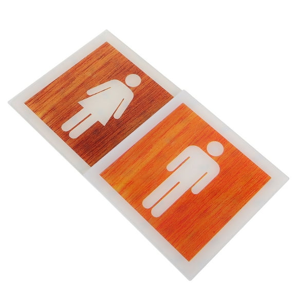 HOOWIFFY Unisex Bathroom Sign Bathroom Sign Acrylic Brown Door Sign Practical Design 2Pcs
