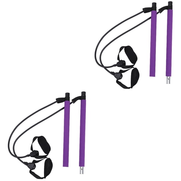 Worgeous 2pcs Bar Length Adjustable Fitness Equipment Yoga Bar (Purple)