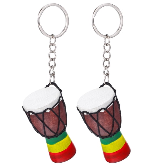 Worgeous 2pcs African Drum Key Chain Ornament Music Instrument Hanging Ornament for Handbag Purse