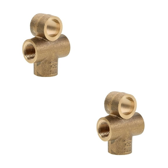 Worgeous 2pcs Brass Tee Fitting Thread Adapter Line Outboard Connections Engine Fittings And Marine Outboard Connections