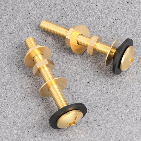 Worgeous 2pcs Brass Toilet Closet Bolts with Nuts and Washers Toilet Bolt Set for Toilet