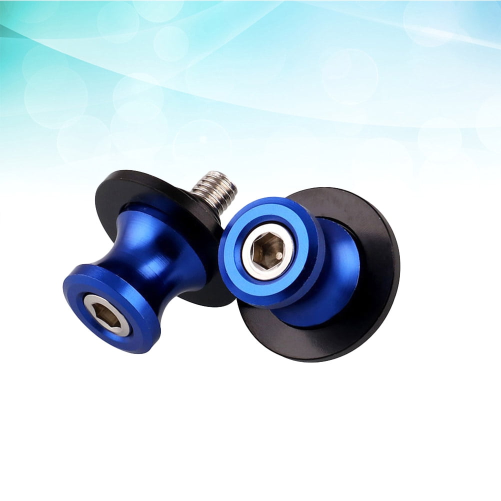 Worgeous 2pcs CNC Aluminum Motorcycle Swingarm Spool Slider Stand Screws Motor Accessories Screw Mount Car Styling Swing Arm Ring Car Nail M8 (Blue)