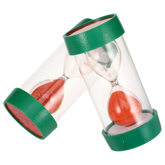 Worgeous 2pcs Cartoon Watermelon Toothbrush Timer Classroom Supply Small Sand Timer 3 Minute Hourglass Ornament For Kids Room Cartoon Timer