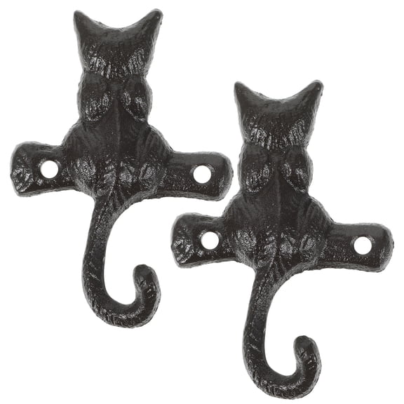 SEWCHICS Wall Hook Iron Black Key Hooks Metal Decor 2Pcs 3.9X2.8X0.8In