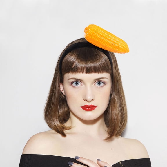 Worgeous 2pcs Corn Headband Novelty Vegetable Headdress Funny Makeup Headband Plush Corn Vegetable Hair Hoop Dress Up Holiday Hair Hoop Kids Party Headpiece