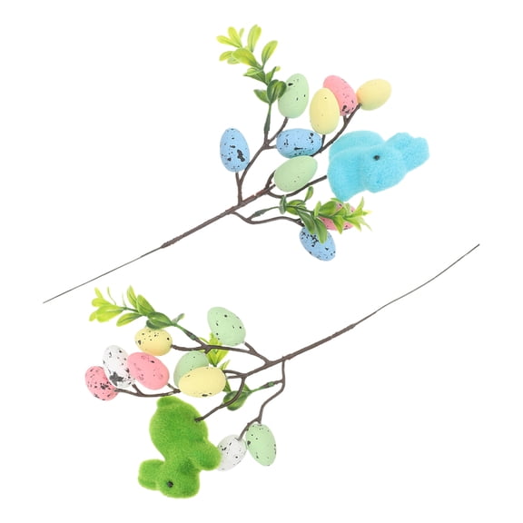 Worgeous 2pcs Decorative Easter Egg Branches Egg Picks Faux Easter Egg Branches Artificial Easter Stems Faux Chicken Eggs Easter Party Decorations