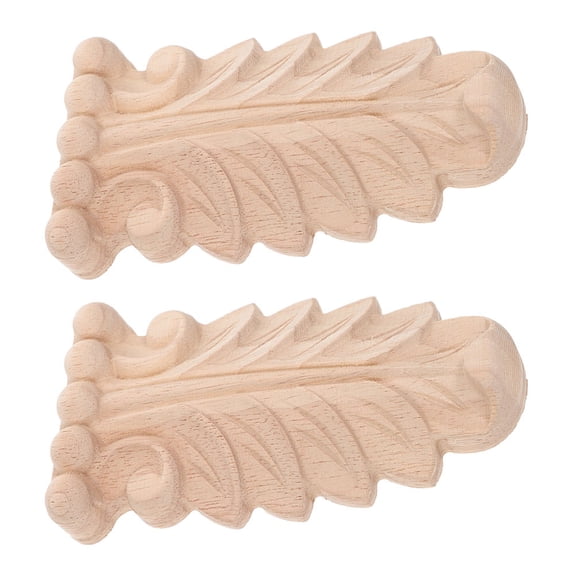 Worgeous 2pcs Decorative Wood Appliques and Carved Onlays for Furniture Unpainted Wood Corbels for Shelves Wood Appliques Vintage
