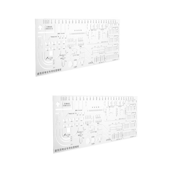 Worgeous 2pcs Geometric Stencil Drafting Ruler Plastic Drafting Tool Architecture Supplies