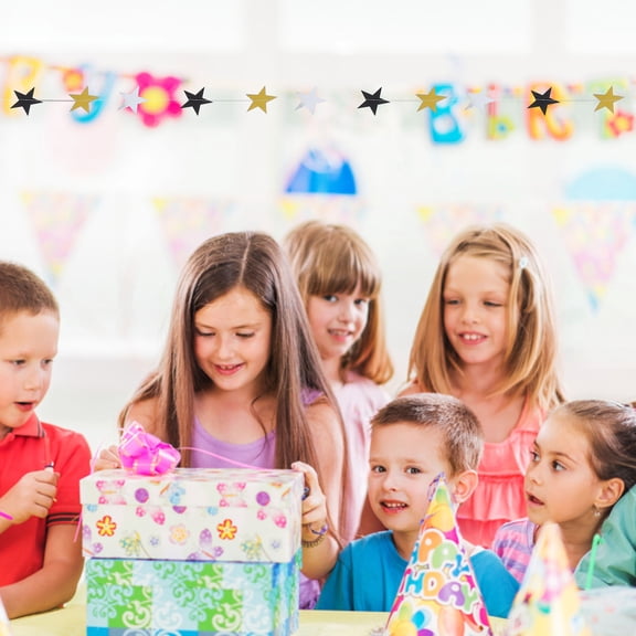 Worgeous 2pcs Glitter Circle Dots Star Banner Garland Party Hanging Decorations For Weddings Baby Showers Birthdays Graduations And Holidays