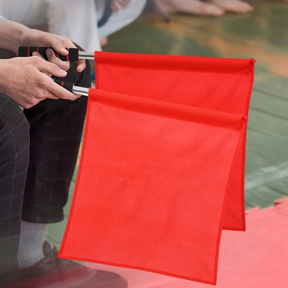 RENACLIPY Red Referee Flags 2-Pack Soccer Hand Waving Flags for Sports Events and Outdoor Games