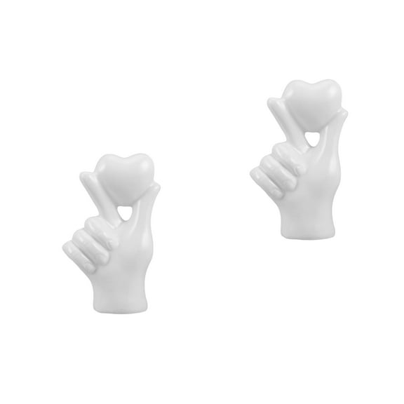 Worgeous 2pcs Heart Hand Gesture Sculpture Desktop Love Statue Wedding Hand Figurine Ornaments Hand Sign Statue for Living Room Desk Accessories