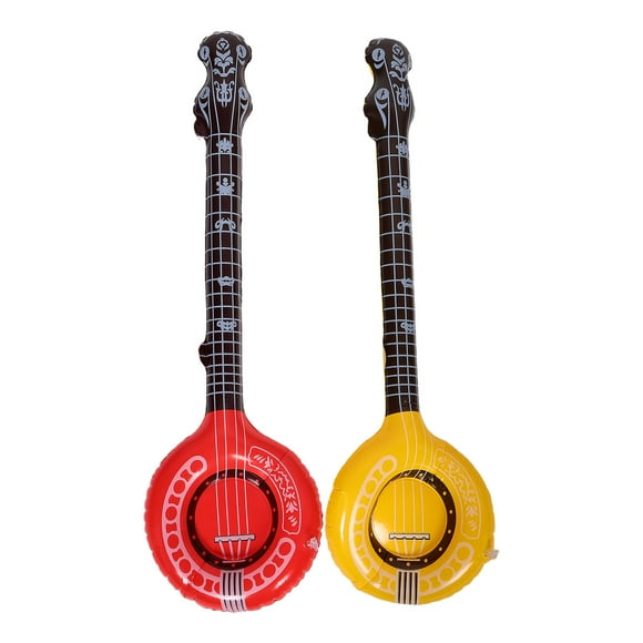 Worgeous 2pcs Inflatable Banjo Decoration Inflatable Rock Star Balloon Party Decoration Inflatable Banjo Musical Instrument Party Prop Assorted Color