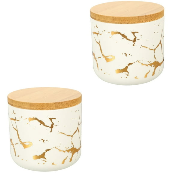 Worgeous 2pcs Kitchen Food Storage Jar Ceramic Coffee Container Portable Sealing Tea Canister