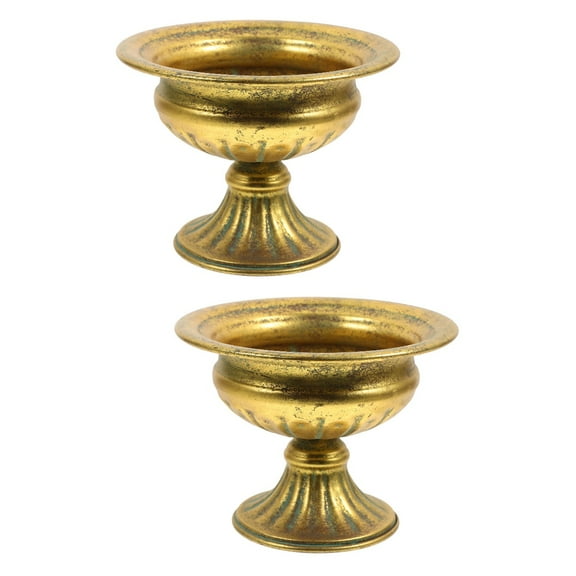 Worgeous 2pcs Metal Flower Pot Iron Plant Pot Planter Living Room Balcony Garden Metal Planter Pot