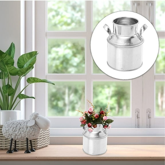 RENACLIPY Set of 2 Galvanized Iron Decorative Plant Pots for Indoor Home Decor and Garden Display